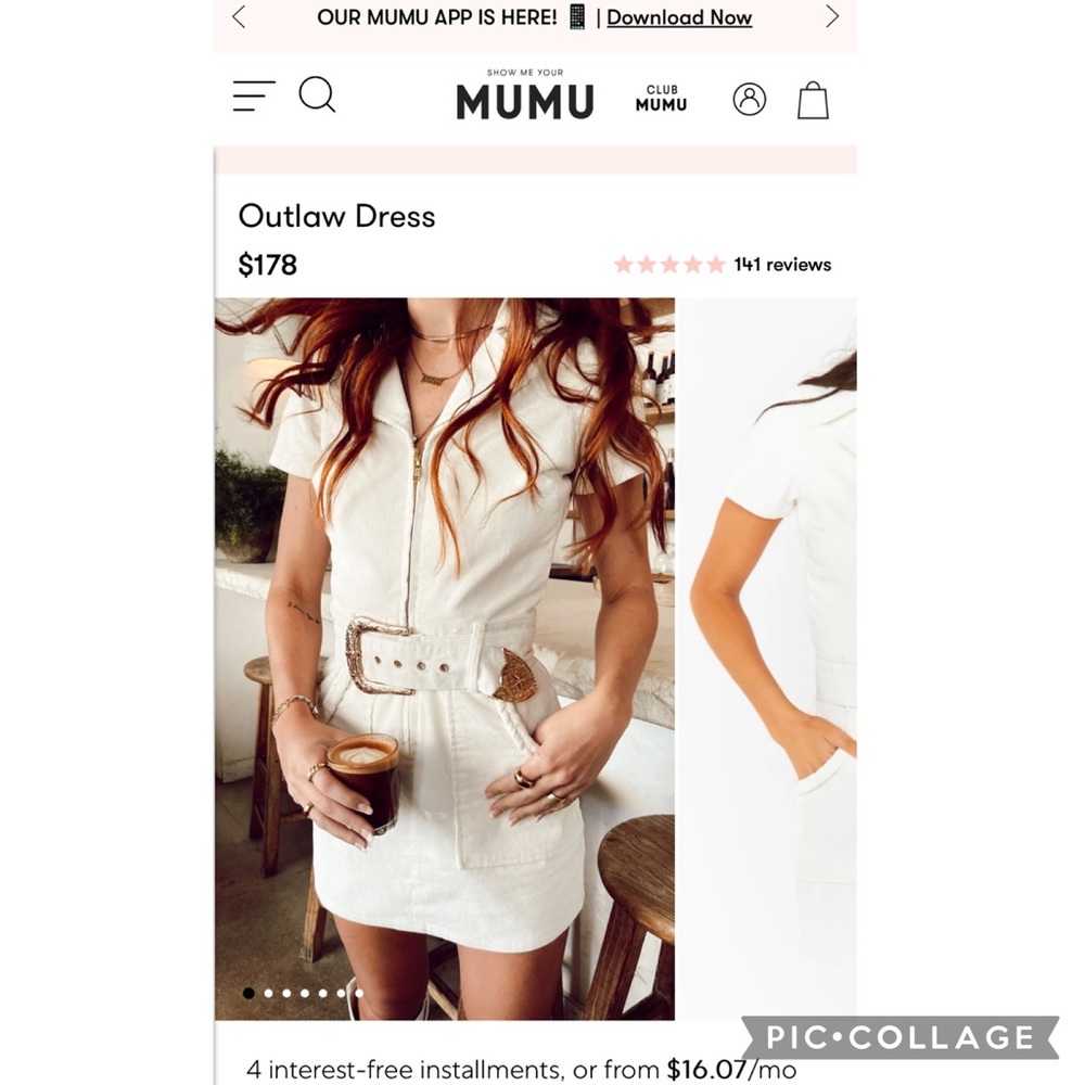 NWT “Outlaw Dress” corduroy mini dress by Show Me Your Mumu.